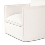 Three-quarter front right angle of Andre Outdoor Swivel Chair showing seat cushion depth