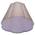 Bottom view revealing scalloped shape and light purple inner lining of the shade