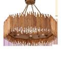 Diagonal view emphasizing metal chain and attachment to ceiling mount