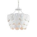 Soft shadow detail under overlapping white sand dollar plates of Tulum Medium Chandelier