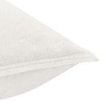 Close-up of fabric texture highlighting cotton linen blend weave and clean edge stitching