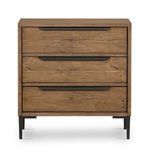 Wyeth 3 Drawer Dresser front view showing three spacious drawers and tapered iron legs