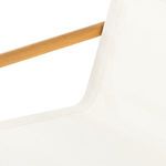 Detailed close-up of the fabric sling attached smoothly on Kaplan Outdoor Sofa armrest