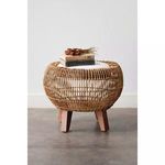 Product Image 1 for Handwoven Arurog Ottoman With Wood Legs  from Creative Co-Op