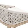 Close-up of curved backrest and woven rope texture on Montecito Counter Stool with white cushion
