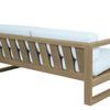 Back view of Coastal Teak Sofa highlighting slatted wood back design