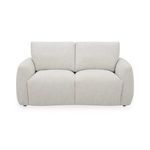 Callie Sofa with high back, angled arms, and gently textured light beige fabric