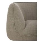 Close-up of rounded corner upholstery with tightly woven fabric texture