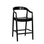 Remo Charcoal Black Counter Chair with rounded backrest, curved armrests, and wooden charcoal black finish