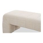 Close-up of bench corner highlighting channel stitching and fabric texture
