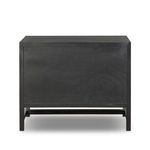 Rear view showing solid back panel of the Sullivan Nightstand with black finish and fastening screws