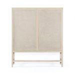 Back view showing solid wood panel and open base of Caprice Cabinet
