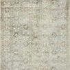 Sonnet Lagoon Gold round traditional rug with a muted color palette of blues, golds, and grays and an intricate artistic p...