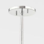 Bottom view showing round chrome fixture ceiling mount and chrome rod