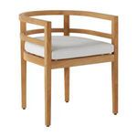Santa Barbara Teak Barrel Back Arm Chair with natural teak frame and white cushioned seat