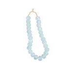 Vintage sea glass beads strand in soft blue with rustic twine tie, beads roughly 1.25 inch diameter