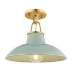 Product Image 1 for Pottersville Aged Brass / Ceramic Moss Crackle Flush Mount from Hudson Valley