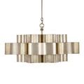 Slight side angle of lighter metallic Grand Lotus Chandelier without visible chain, showing top fixture