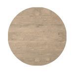 Overhead view of coffee table top showing full round shape and wood pattern layout