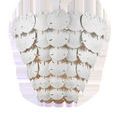 Tulum chandelier shown from angled front side view highlighting layered discs