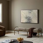 Demi Accent Bench styled in modern living room with rug, artwork, and throw