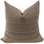 square pillow with textured brown cover featuring subtle chevron pattern in warm cocoa tones