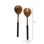 Product Image 1 for Burke Salad Servers, Wood & Black Leather  from Homart