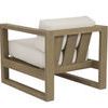 Coastal Teak Club Chair viewed from rear showcasing slatted teak back with warm grey finish