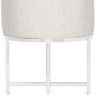 Back view highlighting rounded upholstered backrest and polished nickel frame base