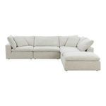 Clay Dream Modular Sectional in light beige with feather-filled cushions and blocky arms arranged in an L-shape