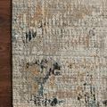 Close-up showing detailed texture and color variation of the rug on dark hardwood floor