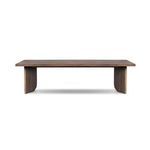 Joette Outdoor Coffee Table front view highlighting vertical plank base with curved cut detail