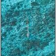 Aerial photograph showing a small boat drifting in vast, turquoise, textured ocean waters conveying solitude and adventure.