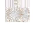 Bismarkia Small Chandelier with white oversized palm frond design and metal chain suspension