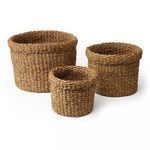 Seagrass Round Baskets With Cuffs, Set Of 3 image 1