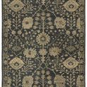Straight-on top view of rug with clear full traditional floral pattern and decorative border