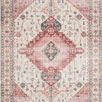 Skye ivory and berry rug with vintage-inspired geometric medallion and floral patterns, soft textured look
