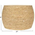 Side view showing table's 18 inch height and 27 inch width with consistent woven texture