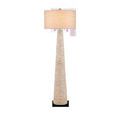 Tall Birdsong Whitewash Floor Lamp with woven water hyacinth body and off-white drum shade