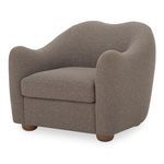Bria Accent Chair angled view showing gently sloping arms and curved backrest in brown flecked fabric