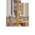 Goldfinch chandelier similar to primary but with bulb flames visible and no lamp shades