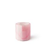 Pink alabaster octagonal votive or vase with soft veining and smooth matte finish