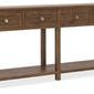 Driftwood sideboard in Worn Saddle finish with four self-closing drawers and a lower fixed shelf
