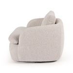 Left side profile of chair showing the rounded backrest blending into armrest