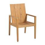 Outdoor Ashland teak arm chair with wide plank back and seat, natural wood finish