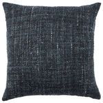 Handwoven square pillow with loose weave texture in dark gray and black hues