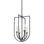 Kael Lantern with open black iron cage, curved metal arms, and cream candle-style bulbs