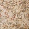 Modern botanical area rug with large-scale floral design in muted mist and sunset colors, rectangular shape