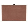 Stacked leather and raffia box set isolated on white background from front angle