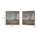 Front and side views with dimensions showing 18 by 18 inches with 2 inch depth frame
